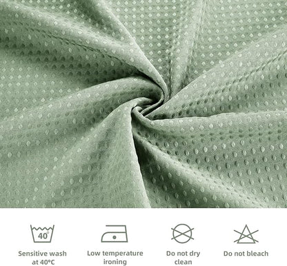 LaCyan 3 in 1 Waterproof Waffle Weave Shower Curtain and Clear Liner Set with 12 Stainless Steel Hooks Double Sided for Bathroom 72 Inches Heavy Duty Polyester Fabric Shower Curtains 72x72