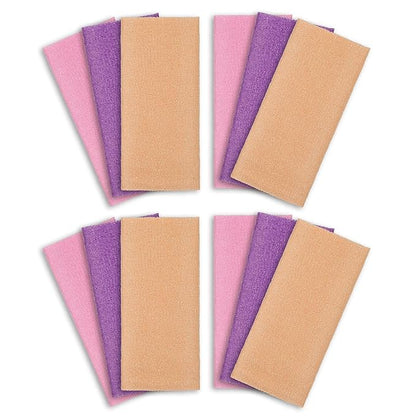 ARCH&M Exfoliating Washcloth 12 Pack Back Scrubber for Shower Towel Body Scrubber Microabrasion Sponge Japanese Bath Wash Korean Beauty Wash Cloth Loofah Exfoliating Scrubber Peach Purple Pink