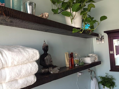 joelsantiques 72 Inch Wooden Floating Shelves for Wall - 72x10x2 in - Made of Natural Wood - Long Heavy Duty Rustic Fireplace Mantel & Book Shelf - Perfect for Living Room - Mocha