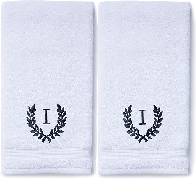 Decorative and Monogrammed Hand Towels for Bathroom Kitchen Makeup | Personalized Gift for Wedding-Bridal | Roman Font Custom Luxury Turkish Towel | Spa Collection, Oversized, 16 X 30 Inch, Set of 2