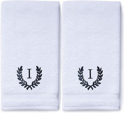Decorative and Monogrammed Hand Towels for Bathroom Kitchen Makeup | Personalized Gift for Wedding-Bridal | Roman Font Custom Luxury Turkish Towel | Spa Collection, Oversized, 16 X 30 Inch, Set of 2