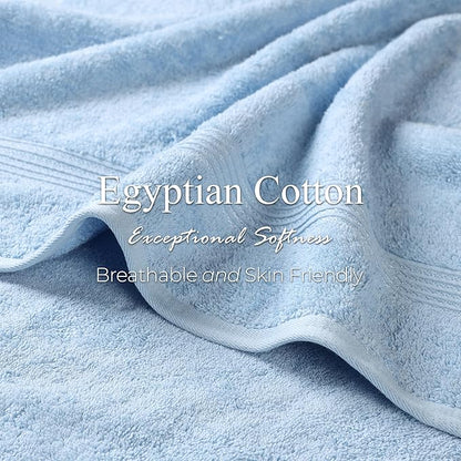 Superior Egyptian Cotton 2-Piece Bath Sheet Towel Set, Oversized Body Towels For Adults And Kids, Large Towel For Bath, Shower, Guest Bathroom, Spa, Gym, Resort, Essentials, Airbnb, Light Blue