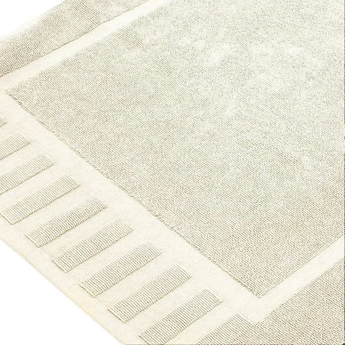 White Classic Luxury Bath Mat Floor Towel Set - Absorbent Cotton Hotel Spa Shower/Bathtub Mats [Not a Bathroom Rug] 22"x34" | 2 Pack | Ivory