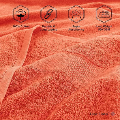 LANE LINEN 100% Cotton Premium Bath Sheets Set of 4 (35"x66") - Extra Large Bath Towels - Quick Drying, Soft & Absorbent Oversized Bathroom Towel Sets - Holds well after Multiple Washes - Living Coral