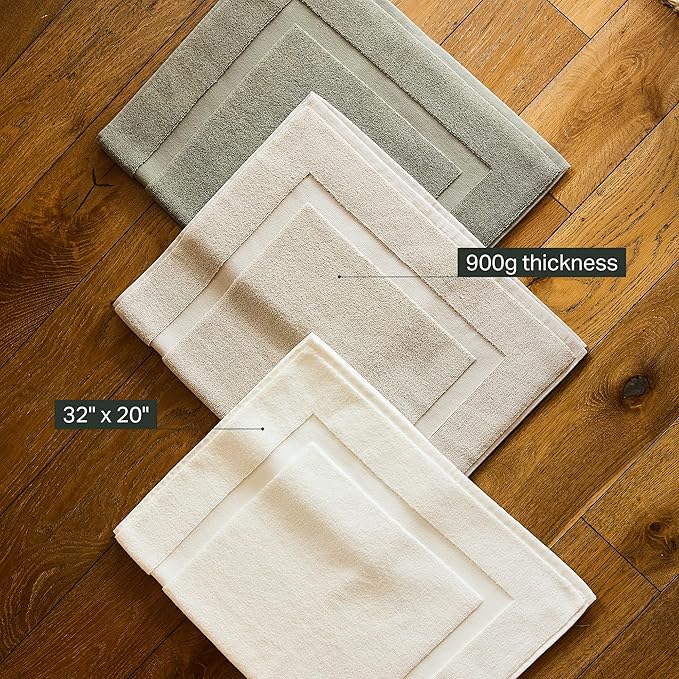 Preston Lane Douro Bath Mat – 100% Cotton, Plush & Absorbent Quick-Dry Bathroom Rug – Hotel-Quality Floor Mat for Shower or Tub, Made in Portugal, Alabaster