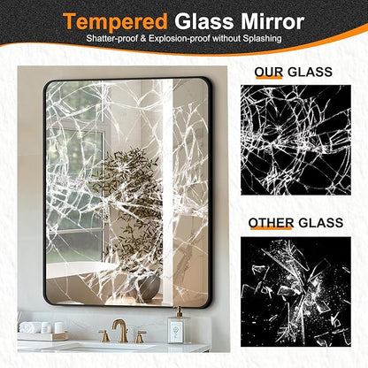 Delma Bathroom Vanity Mirror, Black Framed Bathroom Mirror for Over Sink, High-Definition Bathroom Mirror, Versatile Bathroom Vanity Mirror, Hangs Horizontally or Vertically(30x40, Black)