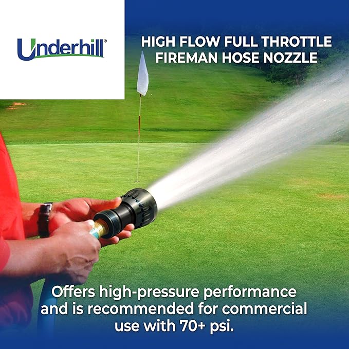 Underhill Garden Water Hose Nozzle Sprayer Jet Attachment, Heavy-Duty Metal and Rubber, Adjustable, Magnum UltraMax Premium Plus Series 3/4" High Flow Full Throttle, NG500-SFH-75