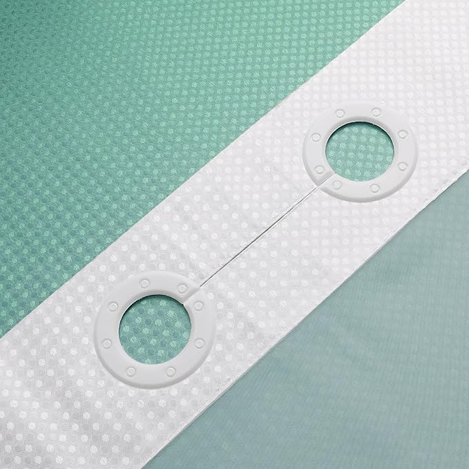 Gibelle No Hook Waffle Weave Shower Curtain with Snap-in Fabric Liner Set for Bathroom, Hotel Style with Mesh Top Window, Waterproof & Washable, Ombre Teal, 72x74