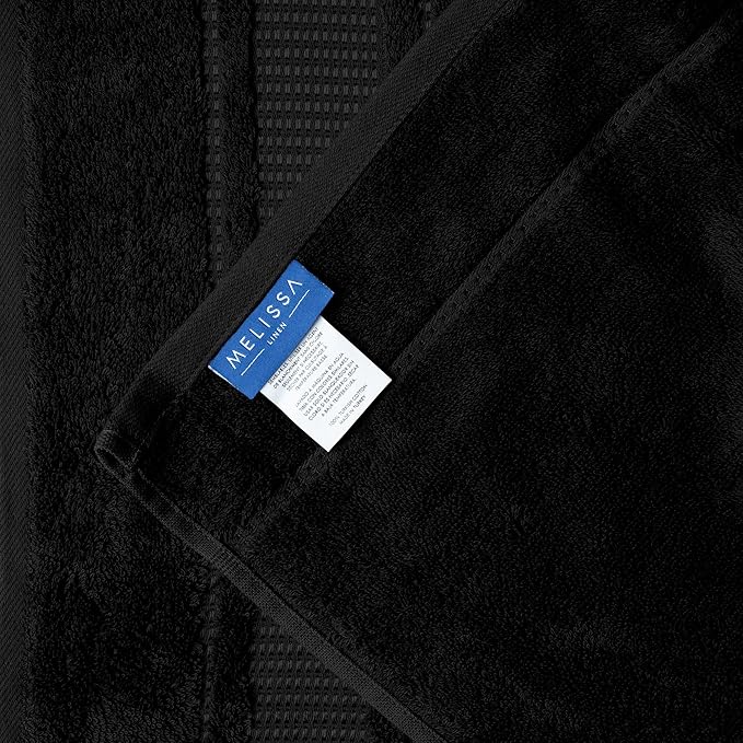 Melissa Linen, 2 Piece, Jet Black Bath Towels, 100% Turkish Cotton Bath Towels for Bathroom, Absorbent, Quick Dry, Durable and Soft Shower Towel, 28 in x 55 in, Spa and Hotel Quality