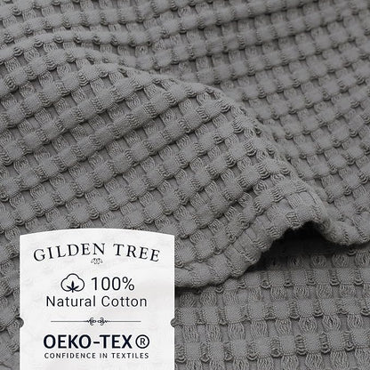GILDEN TREE Waffle Bath Towels Wash Cloths for Showering, Exfoliating Washcloth Quick Dry Towel, Face Towels for Washing Face Cotton Washcloths Set of 4, Modern Style (Slate)