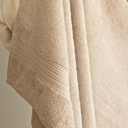 100% Turkish Cotton Towel Set of 6 - Plush & Super Absorbent - Premium Set with 2 Bath Towels, 2 Hand Towels, and 2 Washcloths - Made in Turkey (Light Beige, 6-Piece Towel Set)
