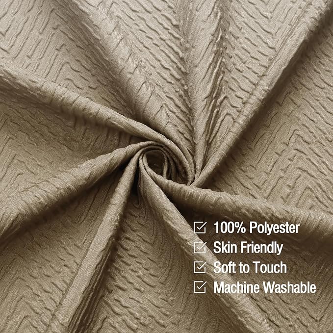 Gibelle Ombre Brown Shower Curtain, 3D Embossed Textured Herringbone Fabric Shower Curtain, Modern Farmhouse Bathroom Decor Soft Cloth Shower Curtain Set with Hooks, 72x72