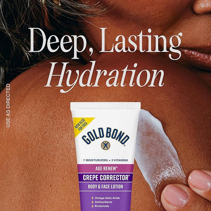 Gold Bond Age Renew Crepe Corrector Body Lotion, Replenishing & Smoothing Formula, 8 oz. & Age Renew Neck & Chest Firming Cream, 2 oz., Clinically Tested Skin Firming Cream