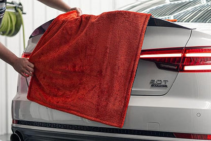 Autofiber [Dreadnought Max] Triple Layer Microfiber Car Drying Towel | Twist Pile | 1400GSM | 1 Pack (30"x40", Red/Black)