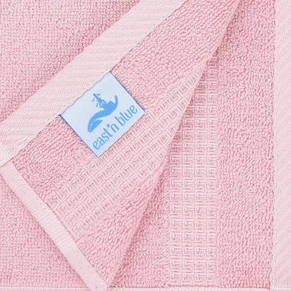 EastNBlue Lara 100% Turkish Cotton Washcloths 4 Pack, Extra Soft & Absorbent Wash Cloths for Face & Body (12" x 12"), Terry Cloth, Small Hand Towels for Bathroom, Rose (Pink)