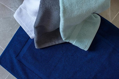 SALBAKOS 100% Turkish Cotton Bath Mat Set 2-Piece - 20x34 inch, Premium Quality Hotel & Spa Collection, Soft, Absorbent, Long Lasting, Durable Bathroom Rugs | Made in Turkey (Navy, 2 Bath Mats)