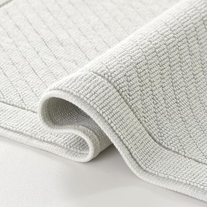 Arkwright 2 Piece 100% Cotton Bathroom Rug Set - High Absorbent Stylish Textured Woven Design Bath Mat, Slip Resistant Backing for Shower and Bathtub Floor, 17x24 & 20x32 in - Grey