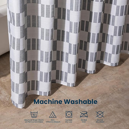 SLEEP ZONE Grey Checkered Shower Curtain Waterproof Curtains for Bathroom Decor Bathtub Geometic Shower Curtain 72" × 72"