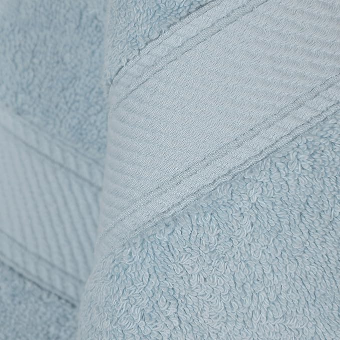 Superior Egyptian Cotton Pile Bath Towel Set of 2, Ultra Soft Luxury Towels, Thick Plush Essentials, Absorbent Heavyweight, Guest Bath, Hotel, Spa, Home Bathroom, Shower Basics, Light Blue