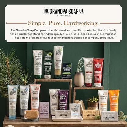 The Grandpa Soap Company Pine Tar Bar Soap for Men- Made With Pine Tar Oil, 3 in 1 Cleanser Deodorizer and Moisturizer, Dermatologist Tested, Safe for Sensitive Skin, 3.25 Oz, 6 Pack
