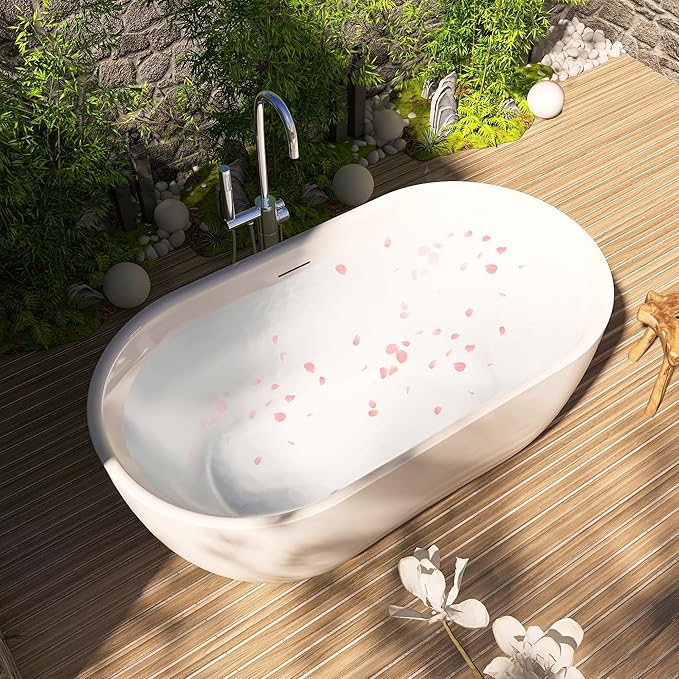 59" Acrylic Free Standing Tub, Stand Alone Tub, Freestanding Bathtub, Soaking Bathtub, cUPC Certified, SE(Glossy White)
