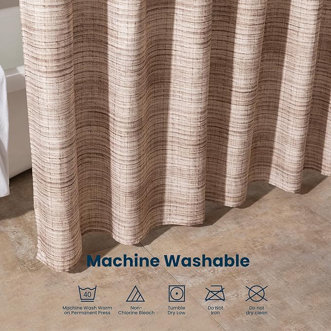 SLEEP ZONE Oatmeal Heather Shower Curtain Waterproof Curtains for Bathroom Decor Bathtub Geometric Shower Curtain 72" × 72"