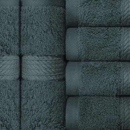 BLUENILEMILLS BNM Egyptian Cotton 6-Piece Towel Set, Includes 6 Face Towels, Attached Loop for Easy Hanging and Storage, Hotel Quality, Perfect for Bathroom, Gym, Shower Space, or Spa, Teal