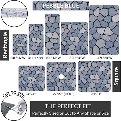 Non Slip Bathtub Mat Shower Mat for Tub - Loofah Bath Mats for Bathroom - 40x16 Bathtub Floor Mat - Textured Anti Slip Bath Mat Without Suction Cups - Secure Mat for Wet Areas (40x16 Pebble Blue)