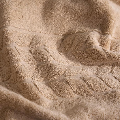 BAGNO MILANO Organic Turkish Cotton Bath Towels, Luxury Jacquard Collection, Certified Organic Highly Absorbent, Soft-Plush Towel Set (Latte, Bathsheet)