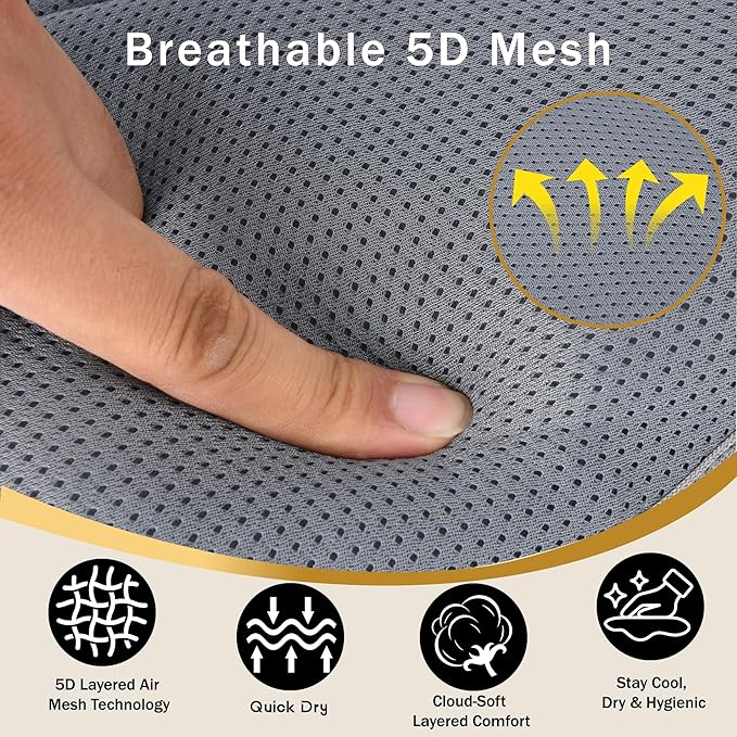 Bath Pillow PYRRHIC - Luxury Bathtub Pillow 5D Mesh with Neck & Back Support Non-Slip Suction Cups Fast Drying Soft Spa Pillow Relaxing Bath Accessories with Hook Laundry Bag Grey