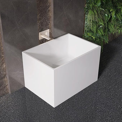 39" Acrylic Freestanding Bathtubs, Stand Alone Tub, Japanese Soaking Tub for Bathroom, Integrated Overflow and Drain, cUPC Certified, Gloss White