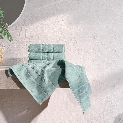 BAGNO MILANO Organic Turkish Cotton Bath Towels, Luxury Jacquard Collection, Certified Organic Highly Absorbent, Soft-Plush Towel Set (Mint, 6 Pcs Towel Set)