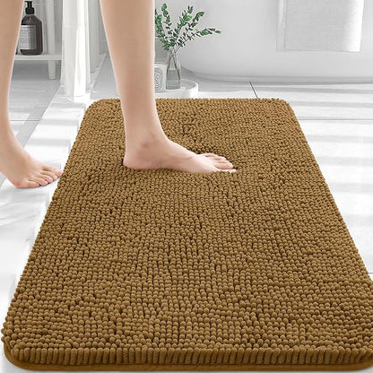 OLANLY Bathroom Rugs 36x24, Extra Soft Absorbent Chenille Bath Rugs, Rubber Backing Quick Dry, Machine Washable Bath Mats for Bathroom Floor, Tub and Shower, Home Decor Accessories, Ochre
