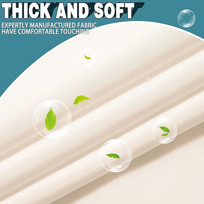 Conbo Mio Extra Long No Hook Shower Curtain with Snap in Liner Set, Hotel Luxury Beige Fabric Shower Curtains for Bathroom with See Through Top Window, Washable, Waterproof 71W x 84H