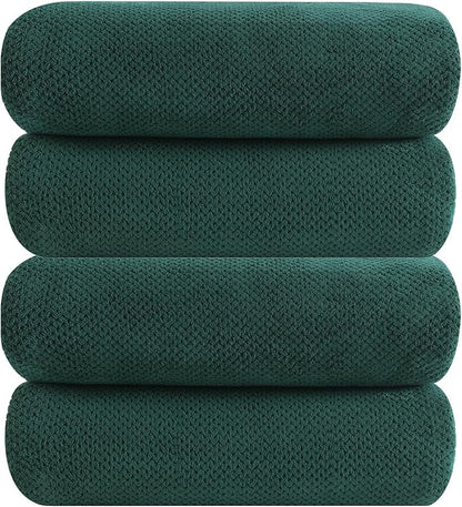 YTYC Towels,29x59 Inches Extra Large Bath Towels for Bathroom Super Soft Quick Dry Light Weight Waffle Microfiber Shower Towels 80% Polyester 20% Nylon (Dark Green,4 Piece)