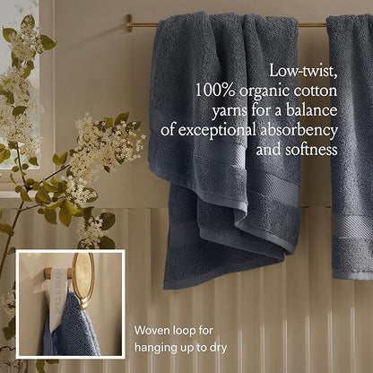 BOLL & BRANCH Plush Bath Towel Set - Oak - 6 Piece - Includes 2 Bath Towels, 2 Hand Towels & 2 Washcloths - 100% Organic Cotton - Ultra Soft & Luxurious - Quick Absorbing