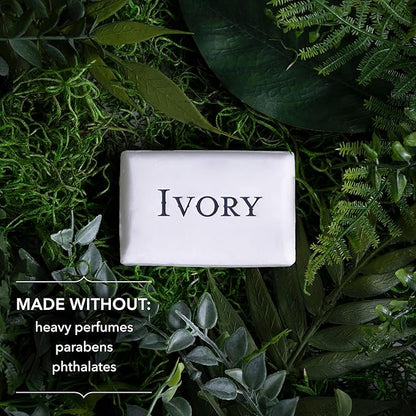 Ivory Gentle Bath Bar Soap, Designed for Whole Family, 99.44% Pure Formula with Plant-Based Cleansers, Made Without Heavy Perfumes, Parabens or Phthalates, Original Scent, 3.17 oz (2 Count)