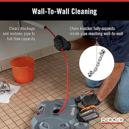 RIDGID 74978 K9-12 FlexShaft 1/4" x 30' Wall-to-Wall Professional Drain Cleaning Machine, Compact Drain Cleaner for 1-1/4" to 2" Pipes