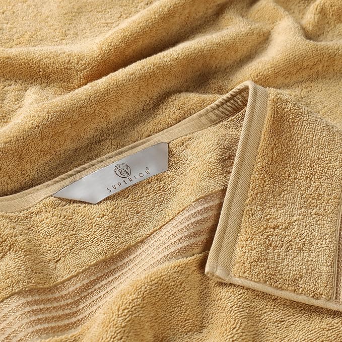 Superior Egyptian Cotton 3-Piece Towel Set, Basic Towels For Bathroom, Home Decor, Guest Bath, Shower, Apartment, Included 1 Face, 1 Hand, 1 Bath Towel, Washcloth, Quick Dry, Gold