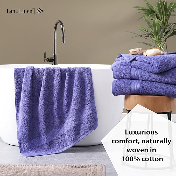 LANE LINEN 100% Pure Cotton Pack of 4 Bath Sheets (35"x66") - Fade Resistant, Machine Washable & Highly Absorbent Extra Large Towel - Oversized Luxury Towels for Bathroom, Hotel & Spa - Blue Irish