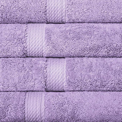 Superior Egyptian Cotton Pile Hand Towel Set of 4, Ultra Soft Luxury Towels, Thick Plush Essentials, Absorbent Heavyweight, Guest Bath, Hotel, Spa, Home Bathroom, Shower Basics, Purple