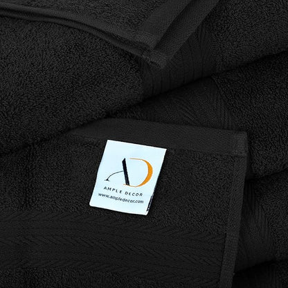 Ample Decor Wash Cloths Pack of 50 12 X 12 Inch 100% Cotton 600 GSM, Soft Absorbent,Machine Washable Face Towels, Oeko Tex Certified Reusable Fingertip Towels for Bathroom, Hotel, Gym, Spa - Black