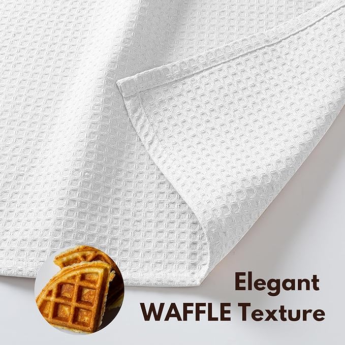 Native Fab Cotton Kitchen Towel with Hanging Loop 16x26 inches, 4-Pack, Waffle Weave Kitchen Towels for Cleaning Drying, Washcloths Soft & Absorbent Cloth Rags, Bar Towel, Dish Cloth, White