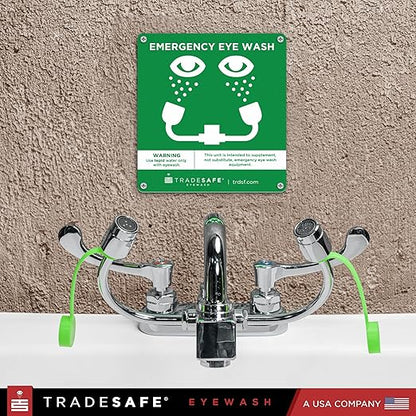 TRADESAFE Faucet Mount Eye Wash Station OSHA Approved - Emergency Eye Wash Station, Eye Wash Station for Sink Faucet, Eye Wash Sign Included, Eyewash Station ANSI Compliant