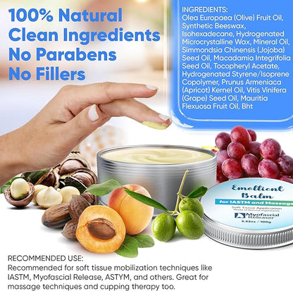 Myofascial Releaser Massage Tools Emollient Balm - Natural Essential Massage Oil - Myofascial Release Tool Massage Cream for Massage Therapy, IASTM Tool Muscle Rub Ultra Strength, Gua Sha Tool Partner
