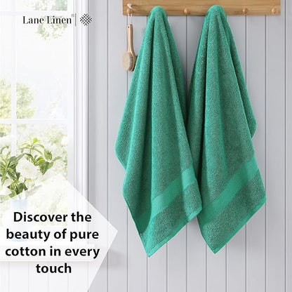 LANE LINEN Bath Towels Pack of 4 (28"x54") - 100% Ring Spun Cotton Bathroom Towel Set - Reinforced Edges, Quick Dry, Soft & Absorbent Large Bath Towels - Lightweight, Perfect for Daily Use - Emerald
