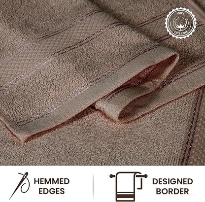 Casa Lino Face Towels & Body Wash Cloths for Showering - 100% Cotton Wash Cloths for Bathroom - Highly Absorbent & Quick Drying Washcloth Set - Cotton Washcloths 24 Pack (12" x 12") - (Brown)