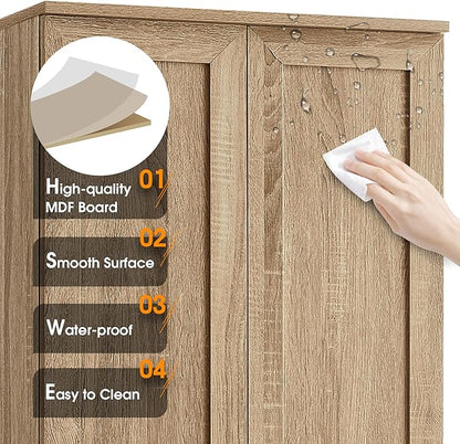 Favfurish 71" Tall Bathroom Storage Cabinet with Doors,Modern Linen Cabinets w/Adjustable Shelves & Anti-Tipping Device,Easy Assembly,Freestanding Organizer for Dining Room,Kitchen,Office,Brown
