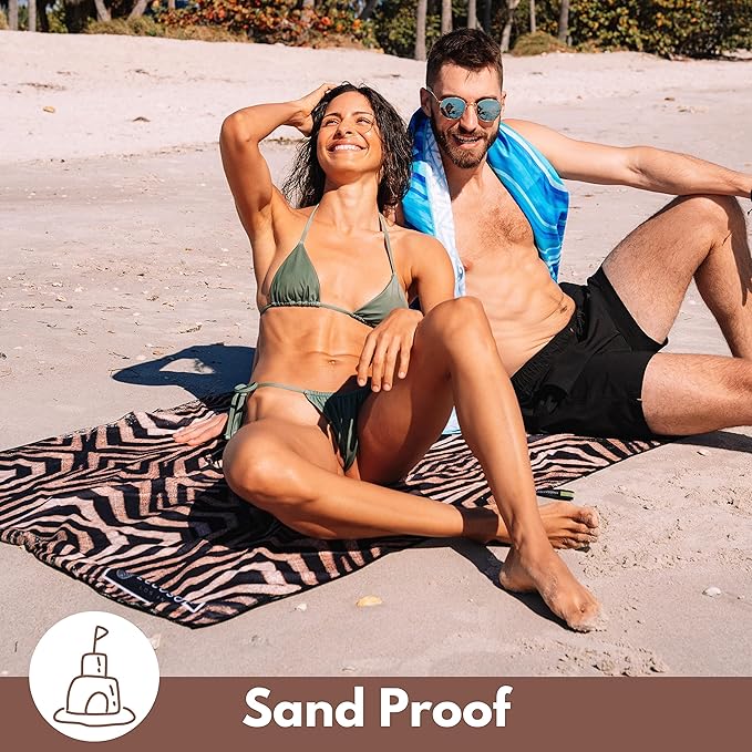 ECCOSOPHY Microfiber Beach Towel - Sand Free Towels are Quick Dry, Light Weight, Super Absorbent - Perfect Pool, Travel, Cruise, Camping Essentials - Oversized Extra Large for Adults 71x35 in