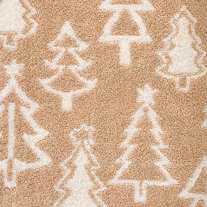 SKL Home Christmas/Winter Mod Tree 100% Cotton Premium Bath Towel, 500 GSM, Soft & Absorbent, Reversible Jacquard, Decorative, Tan